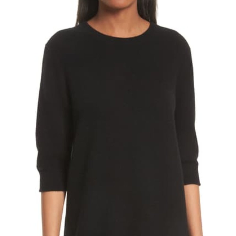 Vince elbow sleeve cashmere tunic in black